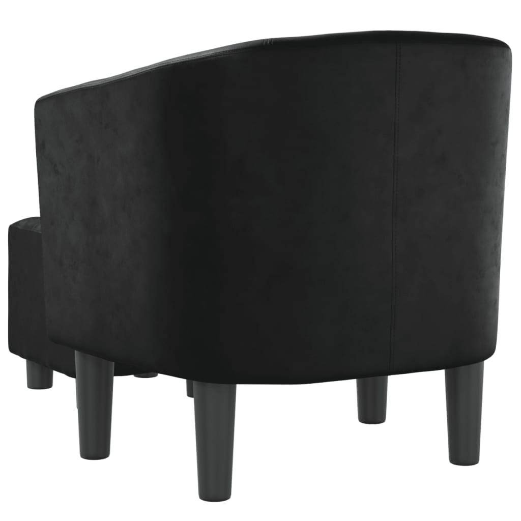 Fauteuil club avec repose-pieds simili cuir noir
