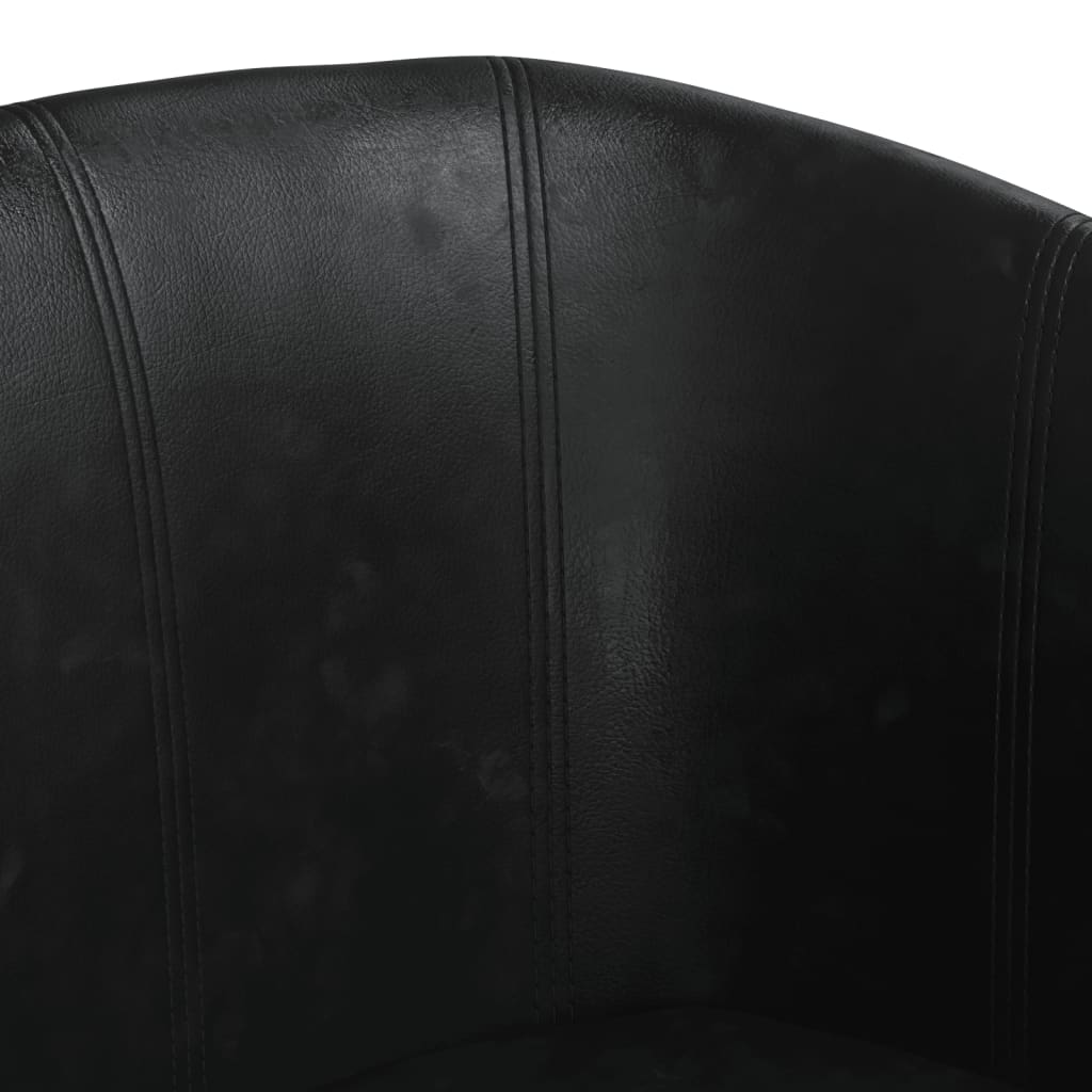 Fauteuil club avec repose-pieds simili cuir noir