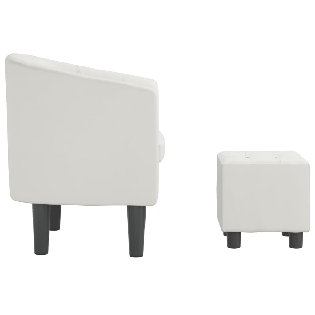 Fauteuil club avec repose-pieds simili cuir blanc