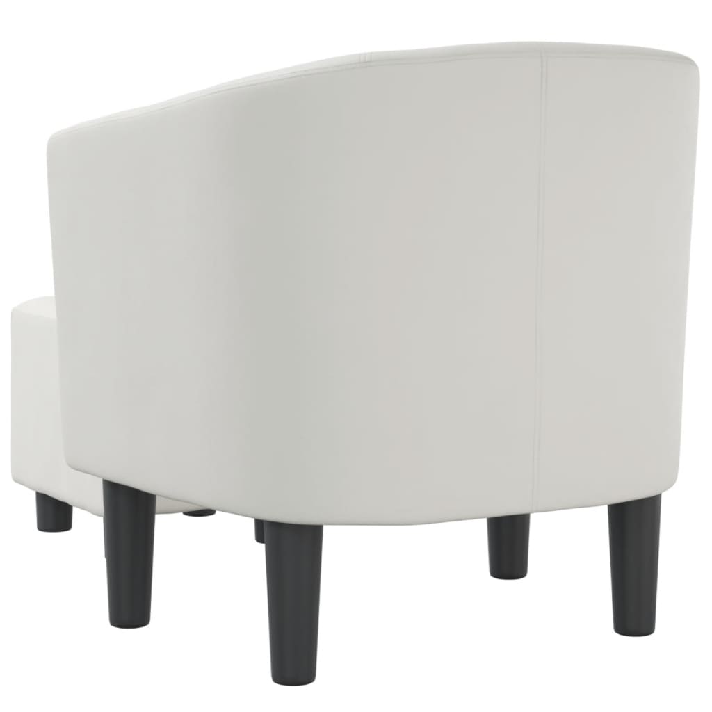Fauteuil club avec repose-pieds simili cuir blanc