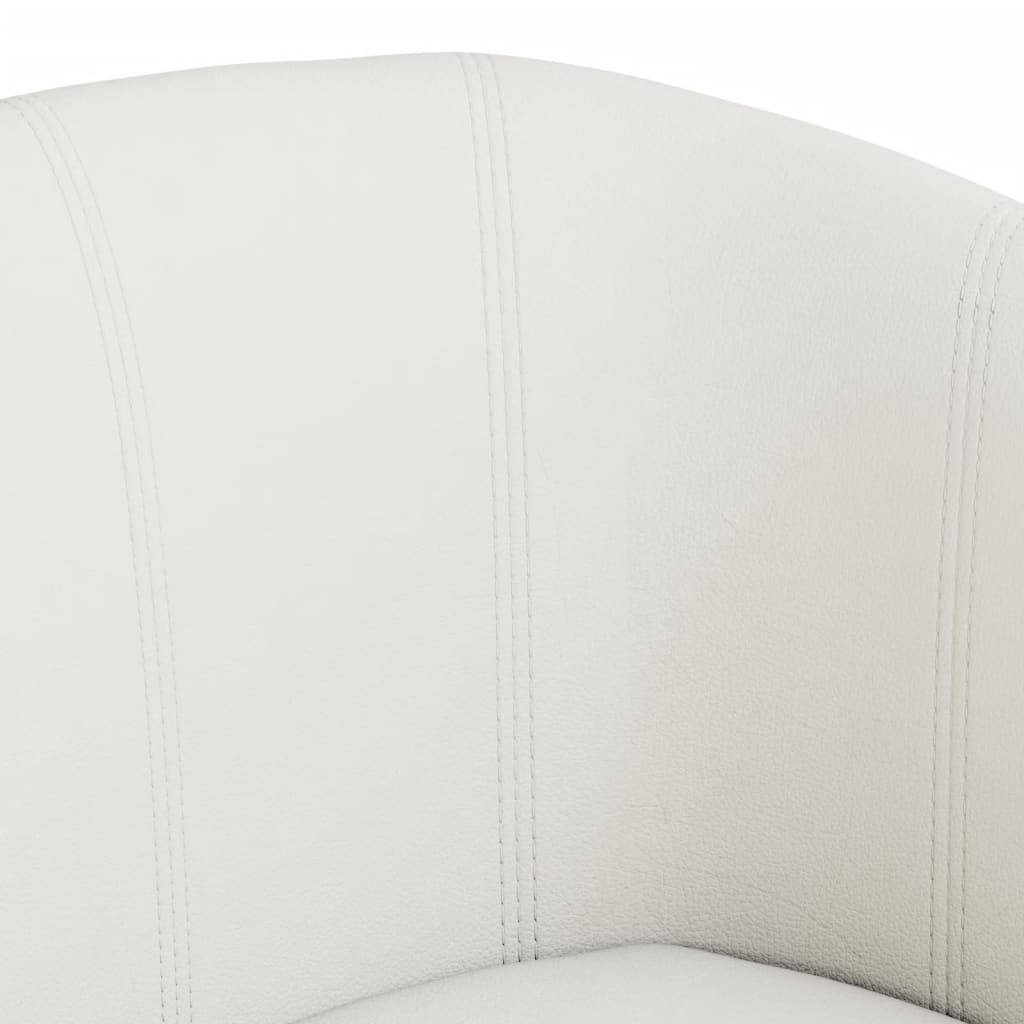 Fauteuil club avec repose-pieds simili cuir blanc