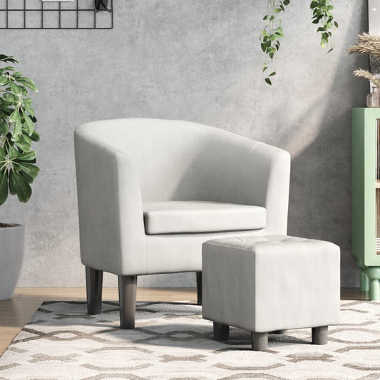 Fauteuil club avec repose-pieds simili cuir blanc