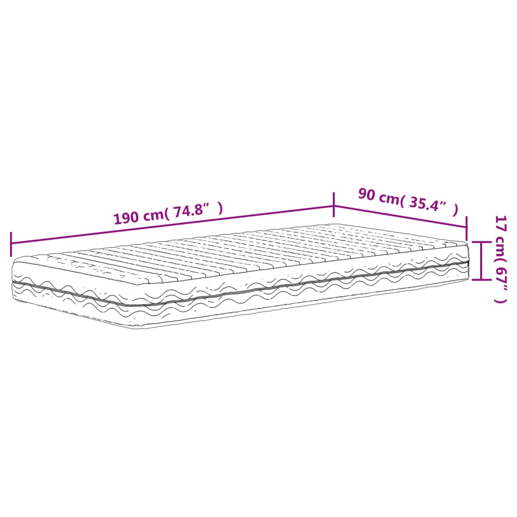 Matelas mousse blanc 90x190 cm dureté H2 H3