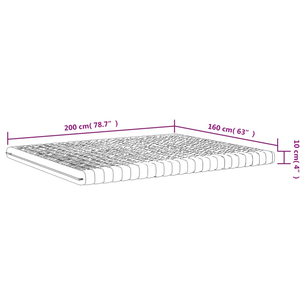 Matelas mousse blanc 160x200 cm 7 zones dureté 20 ILD