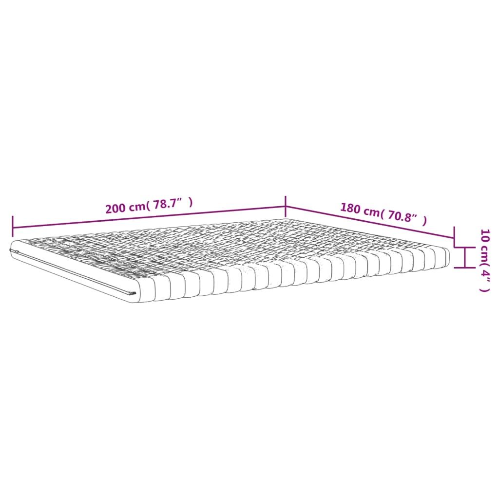 Matelas mousse blanc 180x200 cm 7 zones dureté 20 ILD