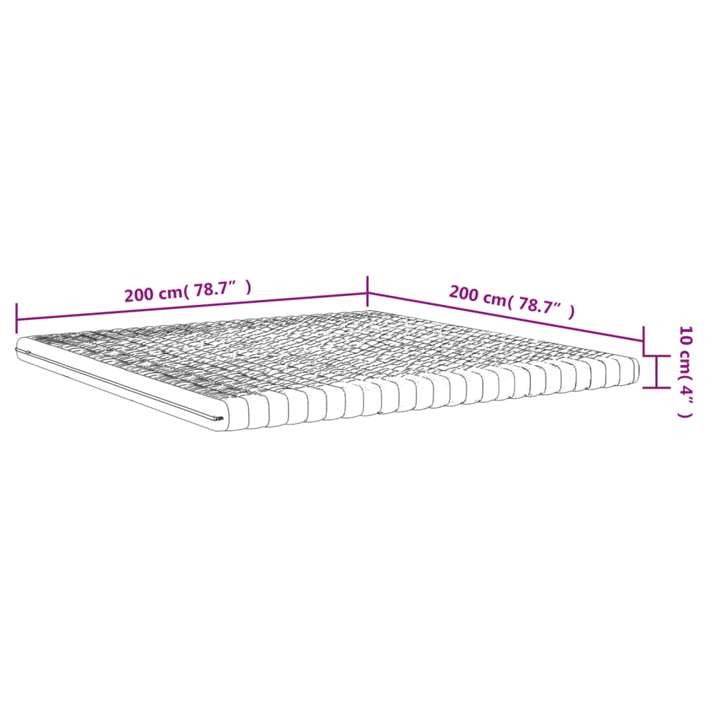 Matelas mousse blanc 200x200 cm 7 zones dureté 20 ILD