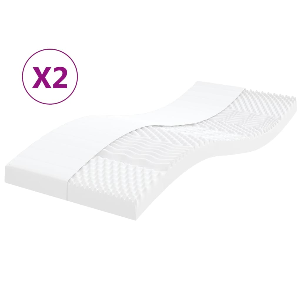 Matelas en mousse 2 pièces 80x200 cm 7 zones dureté 20 ILD