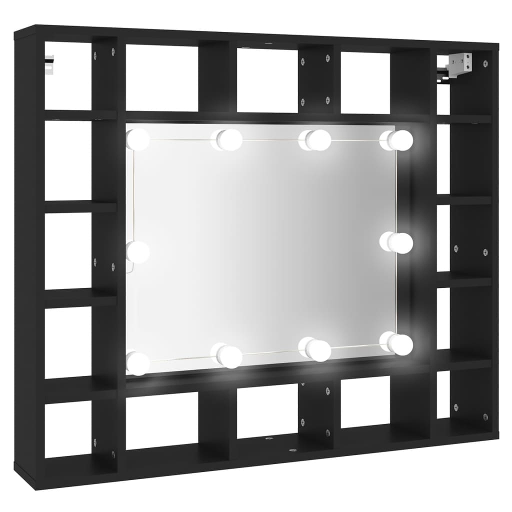 LED mirror cabinet black 91x15x76.5 cm