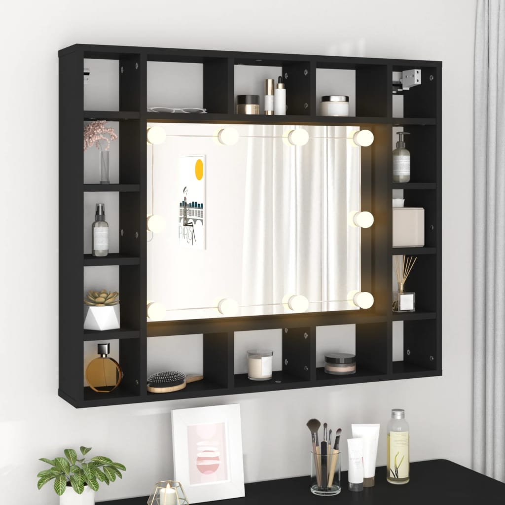LED mirror cabinet black 91x15x76.5 cm