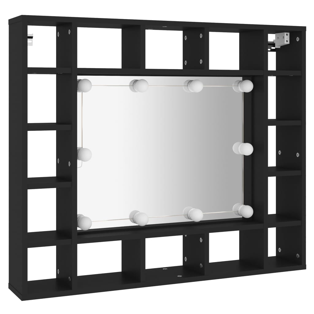 LED mirror cabinet black 91x15x76.5 cm