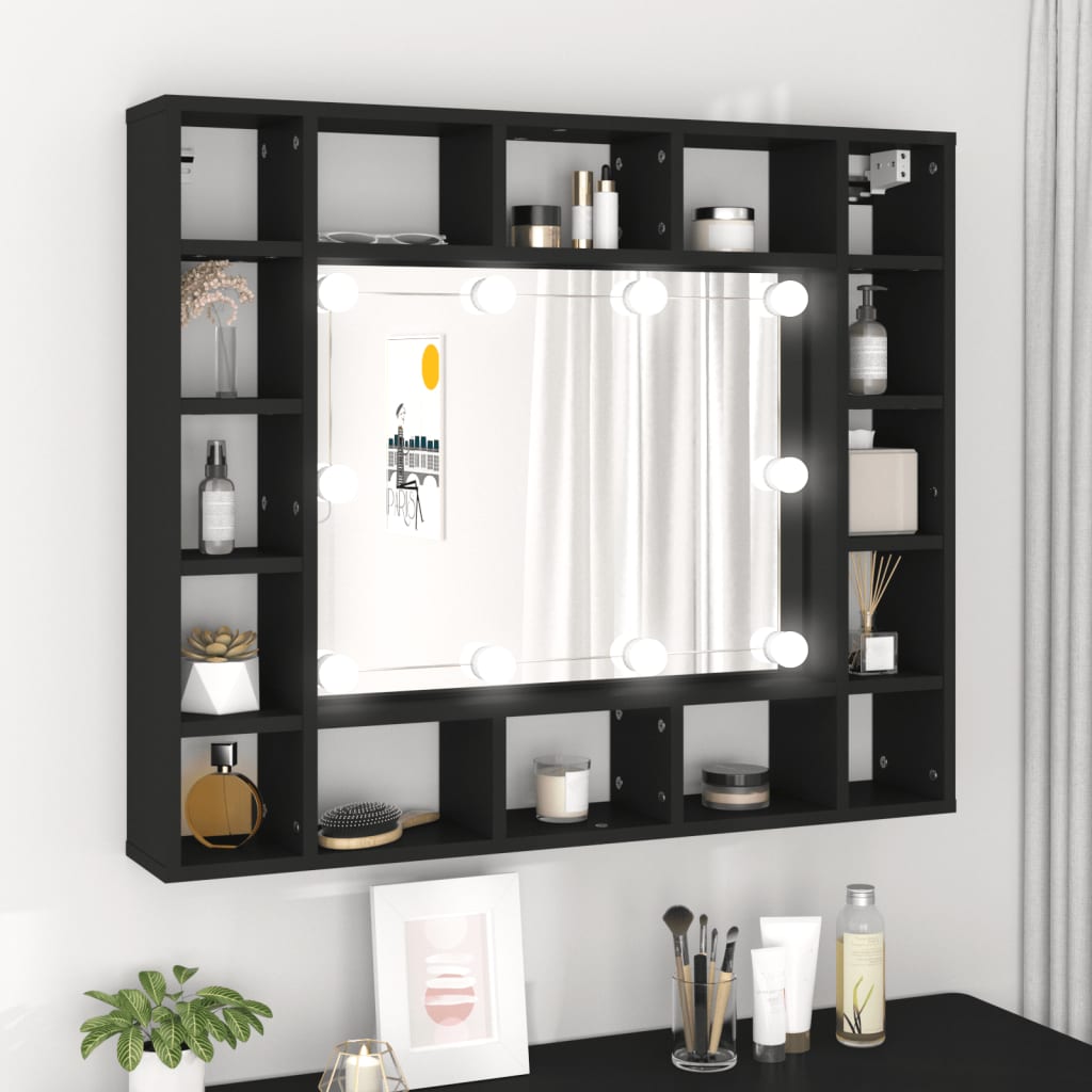 LED mirror cabinet black 91x15x76.5 cm