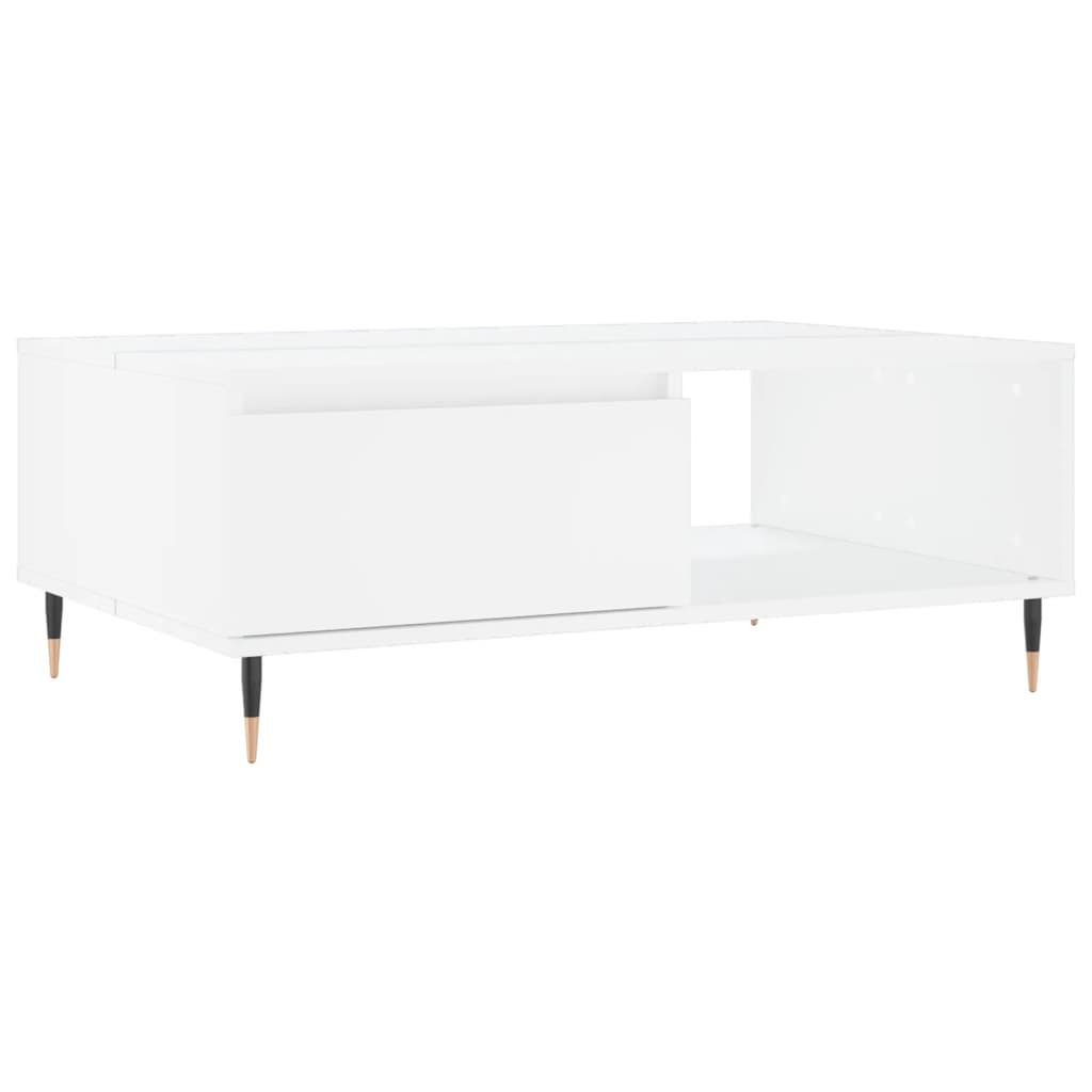 Table basse blanche 90x60x35 cm en bois