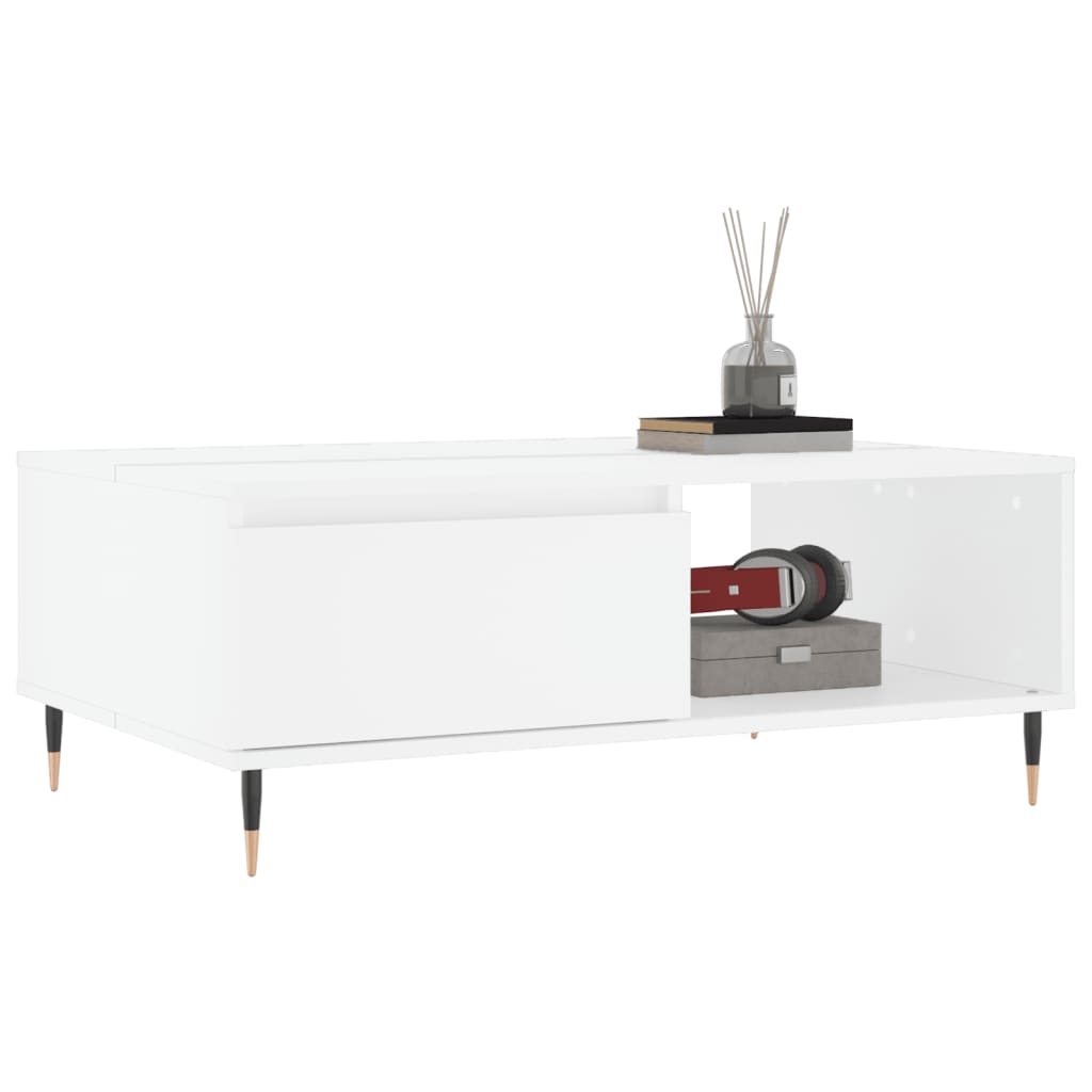 Table basse blanche 90x60x35 cm en bois