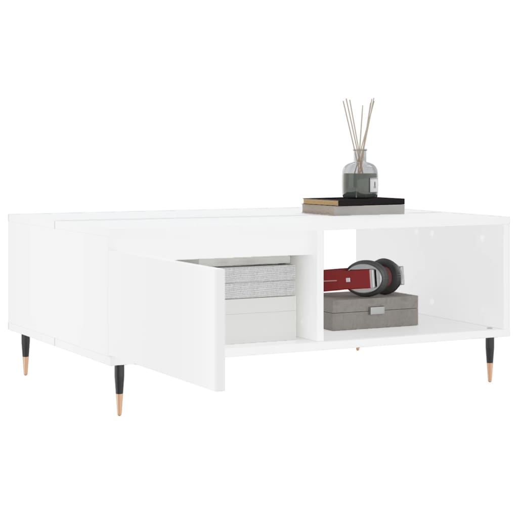 Table basse blanche 90x60x35 cm en bois