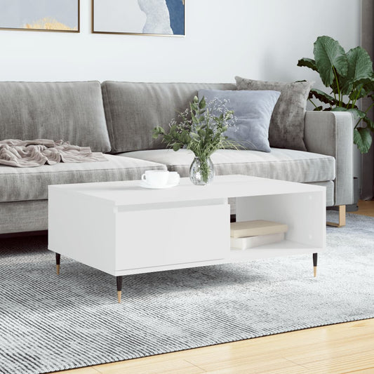 Table basse blanche 90x60x35 cm en bois