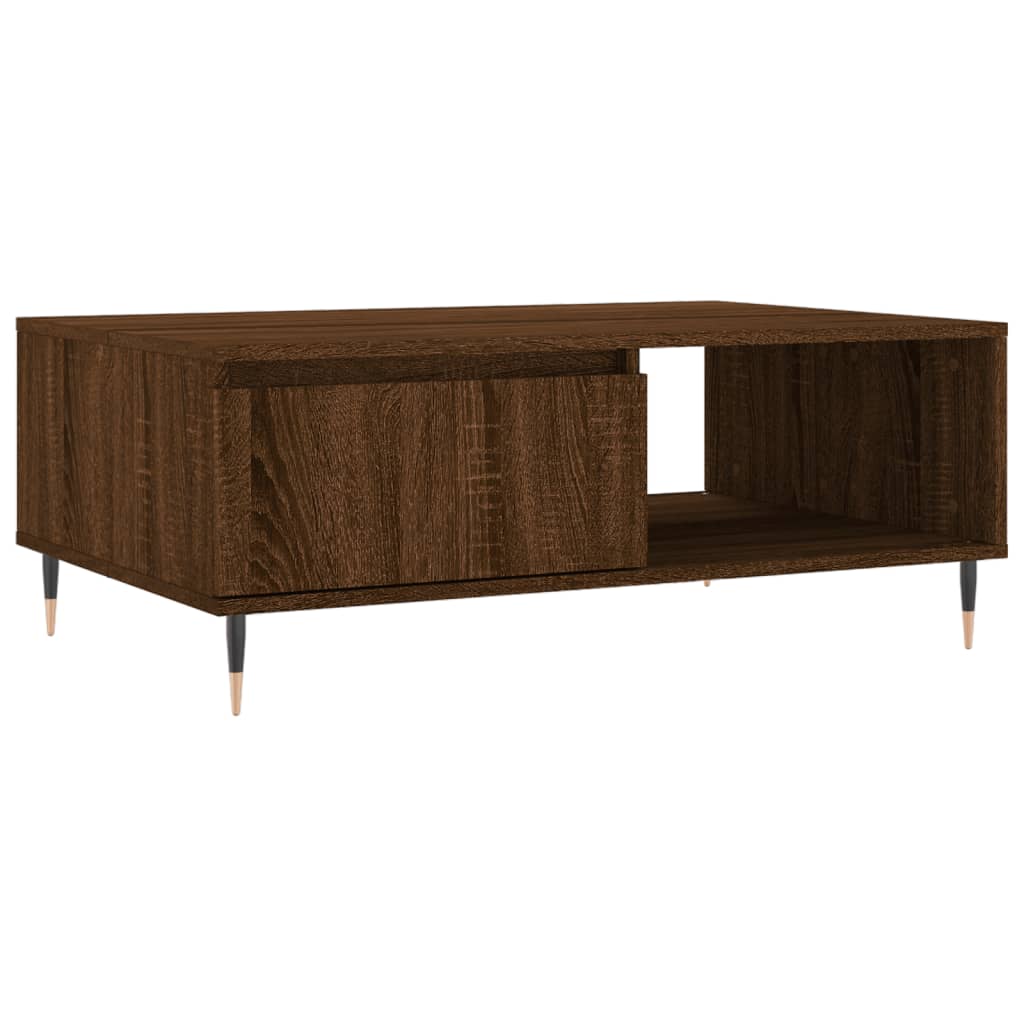 Table basse aspect chêne marron 90x60x35 cm en bois