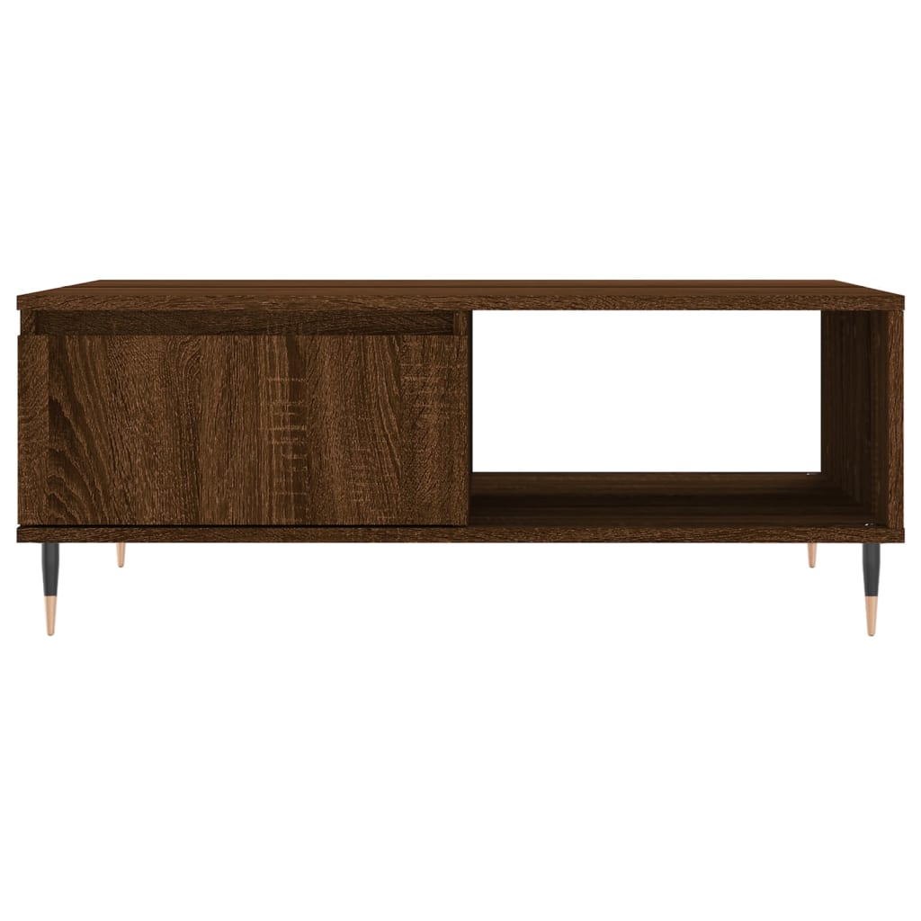Table basse aspect chêne marron 90x60x35 cm en bois