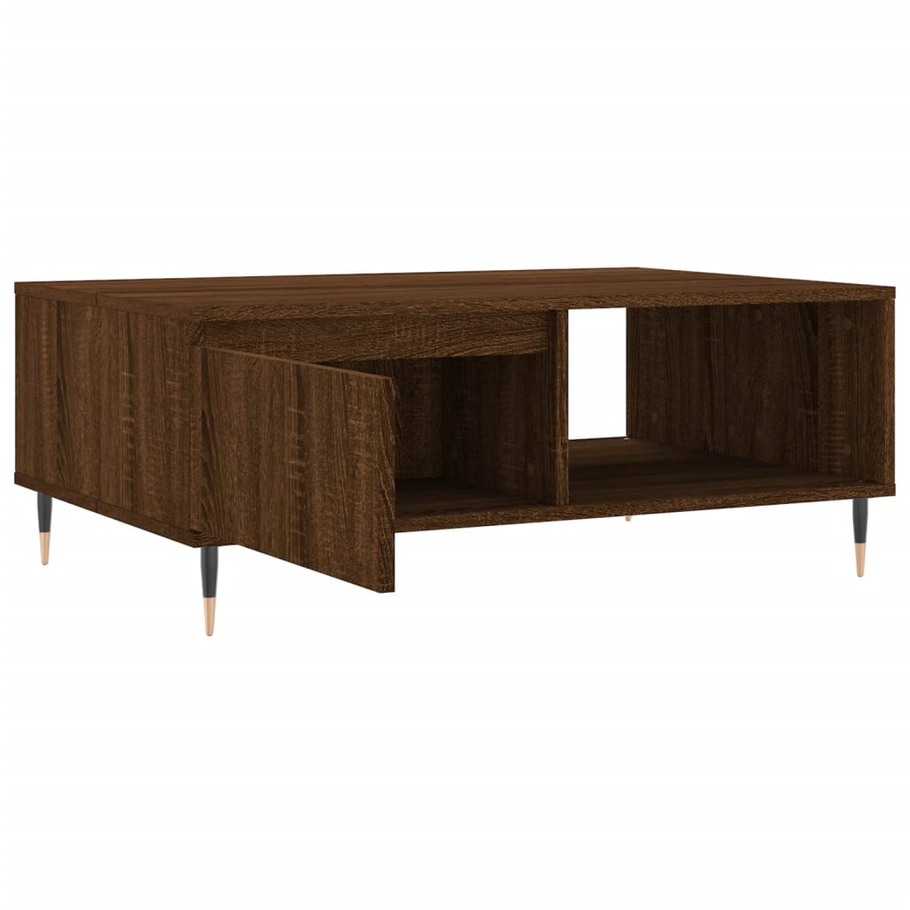 Table basse aspect chêne marron 90x60x35 cm en bois