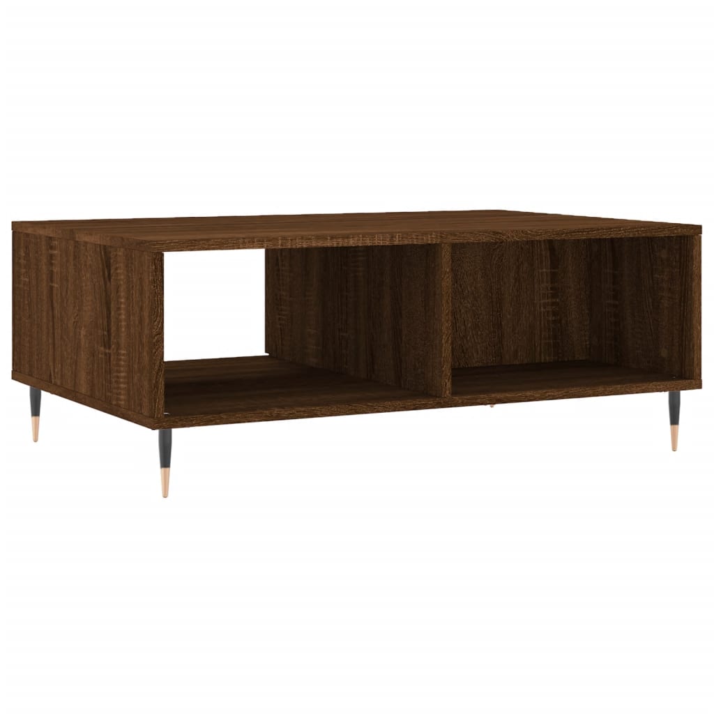Table basse aspect chêne marron 90x60x35 cm en bois