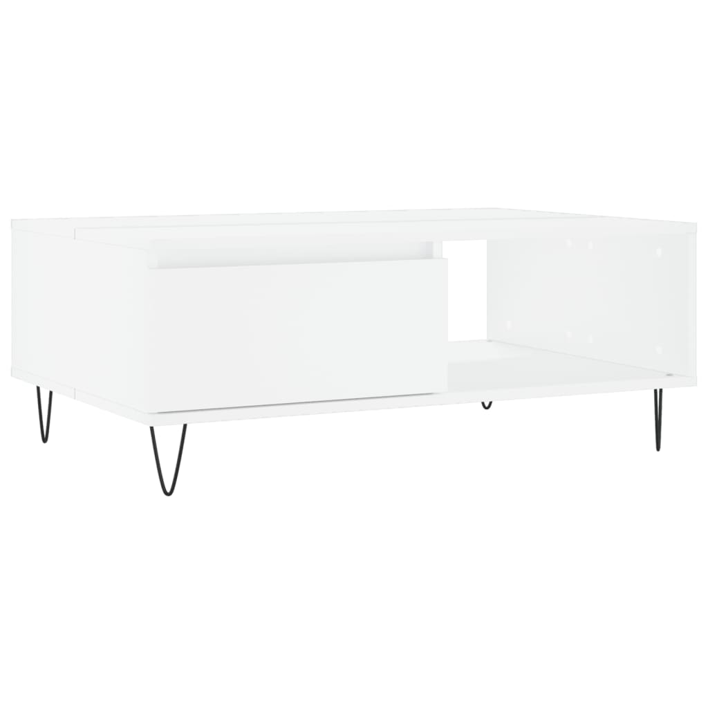 Table basse blanche 90x60x35 cm en bois