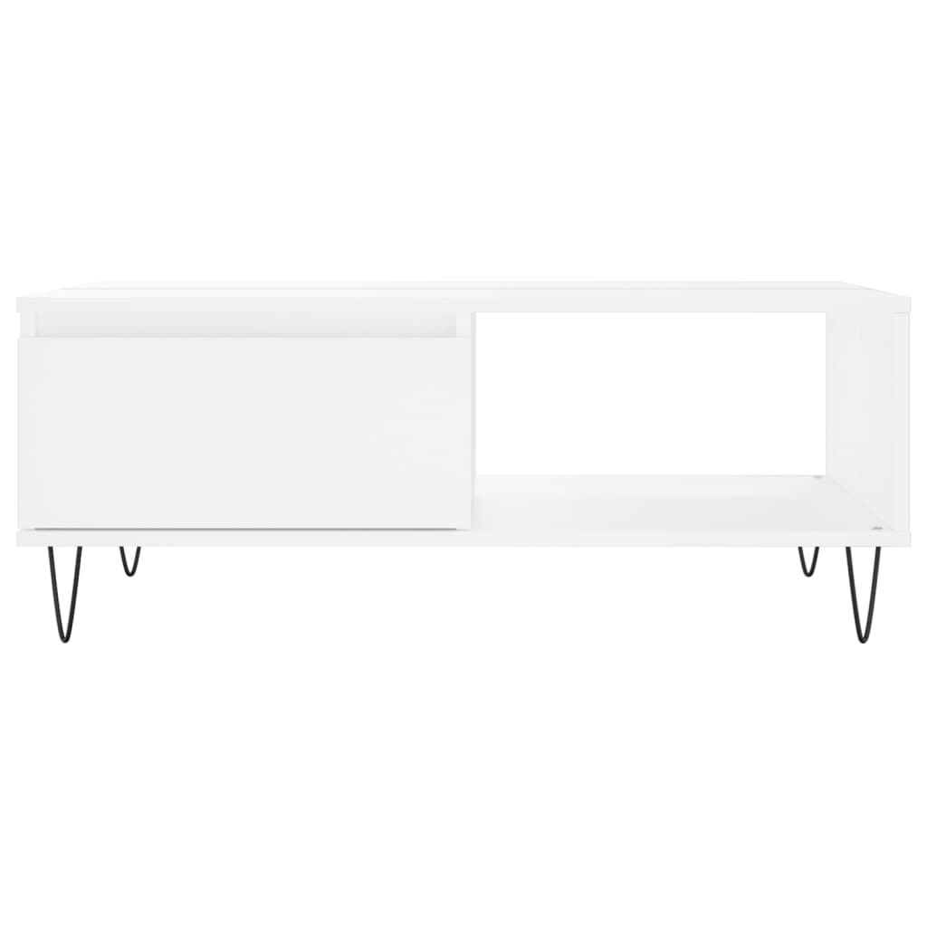 Table basse blanche 90x60x35 cm en bois