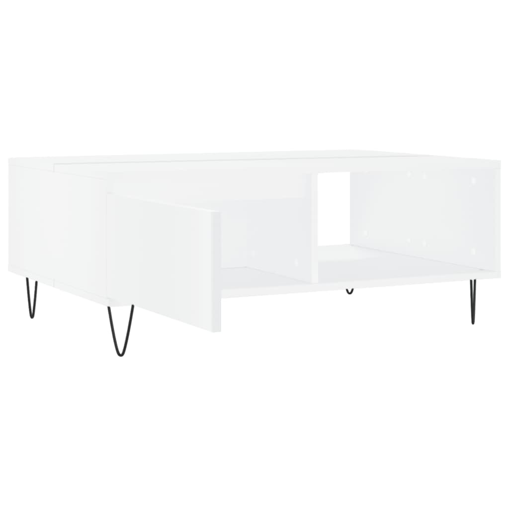 Table basse blanche 90x60x35 cm en bois