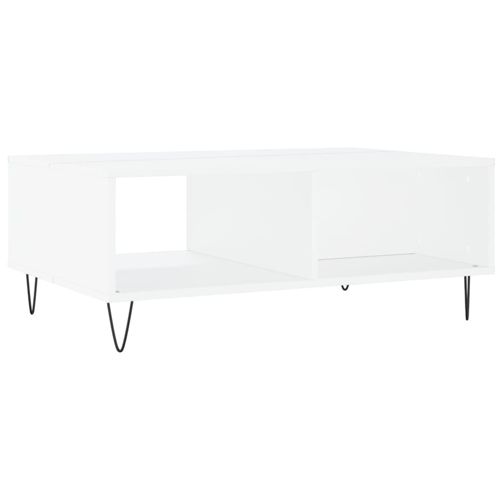 Table basse blanche 90x60x35 cm en bois