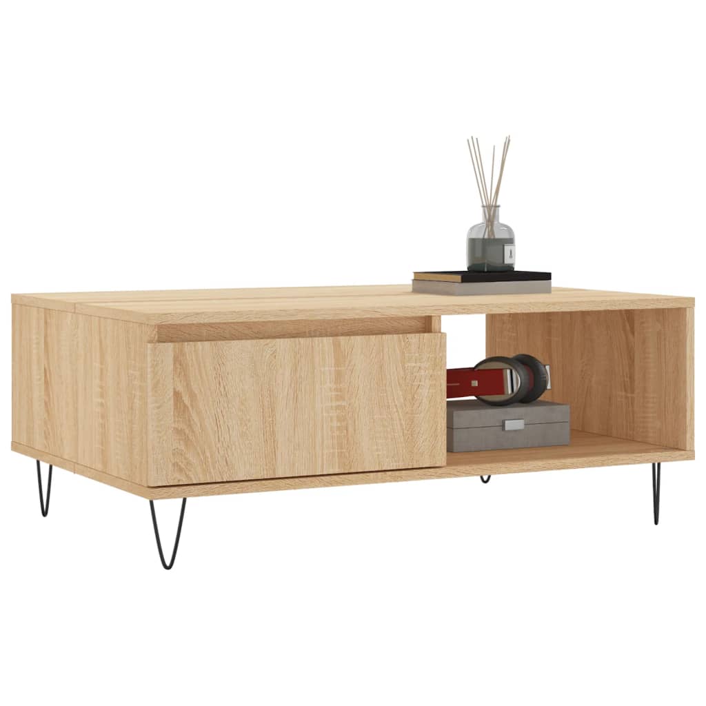 Table basse chêne Sonoma 90x60x35 cm en bois