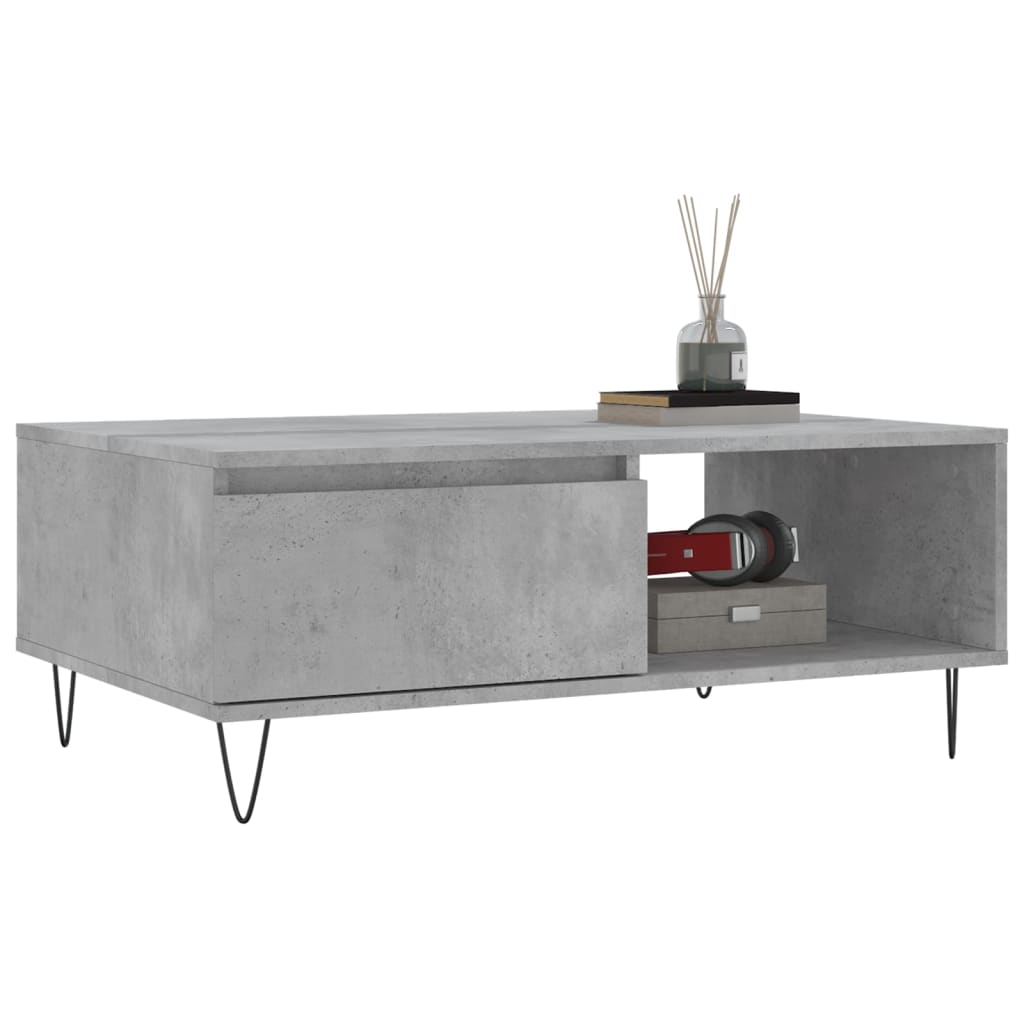 Table basse gris béton 90x60x35 cm en bois