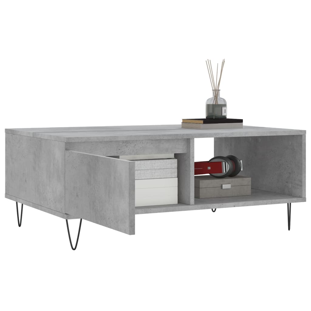 Table basse gris béton 90x60x35 cm en bois