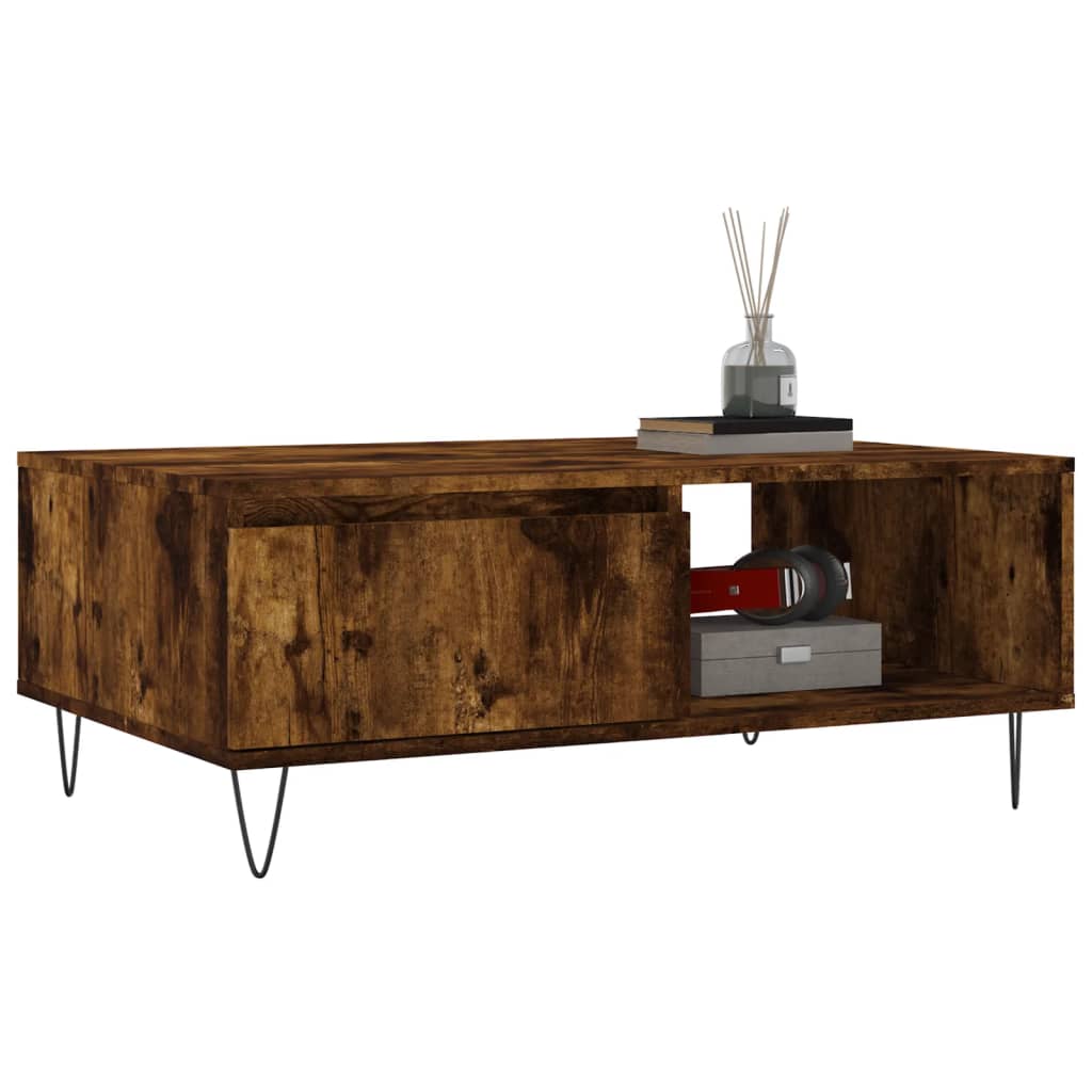 Coffee table smoked oak 90x60x35 cm wood material