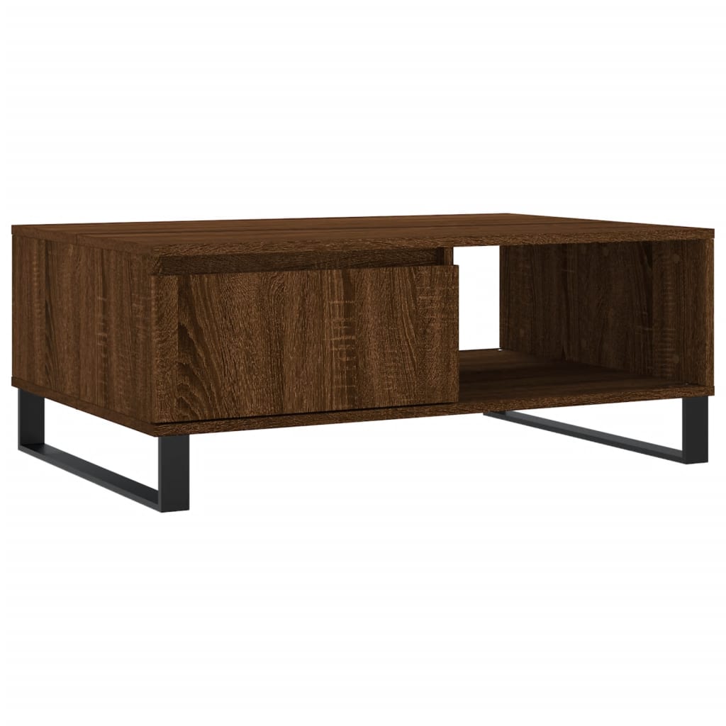 Table basse aspect chêne marron 90x60x35 cm en bois