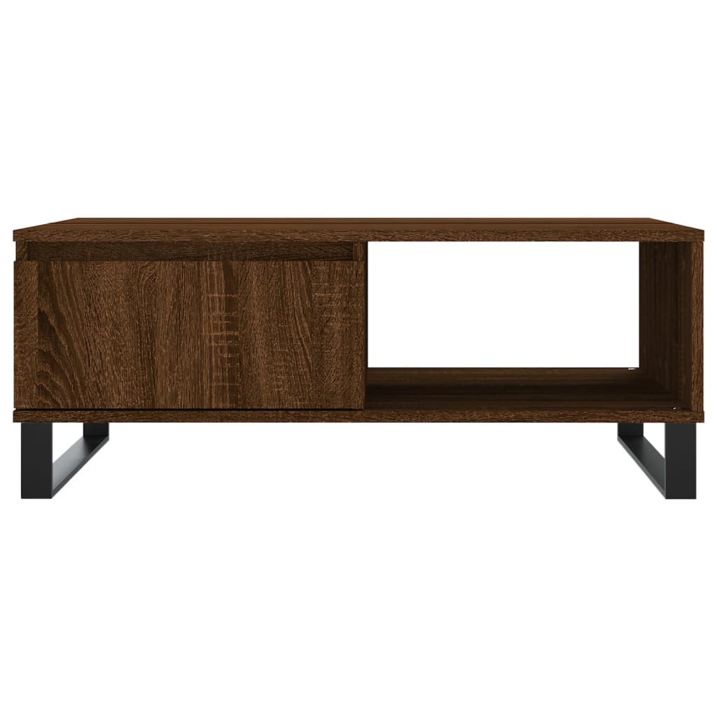 Table basse aspect chêne marron 90x60x35 cm en bois