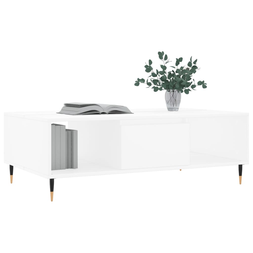Table basse blanche 104x60x35 cm en bois