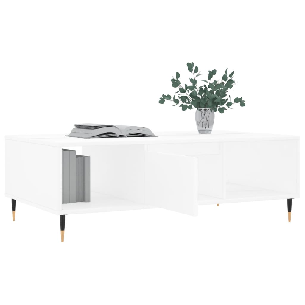 Table basse blanche 104x60x35 cm en bois