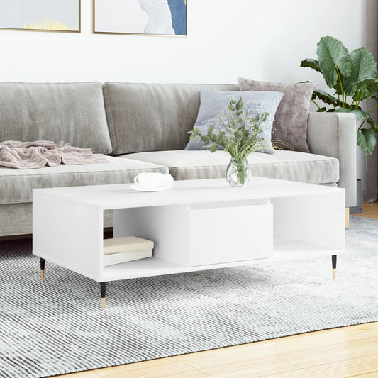 Table basse blanche 104x60x35 cm en bois