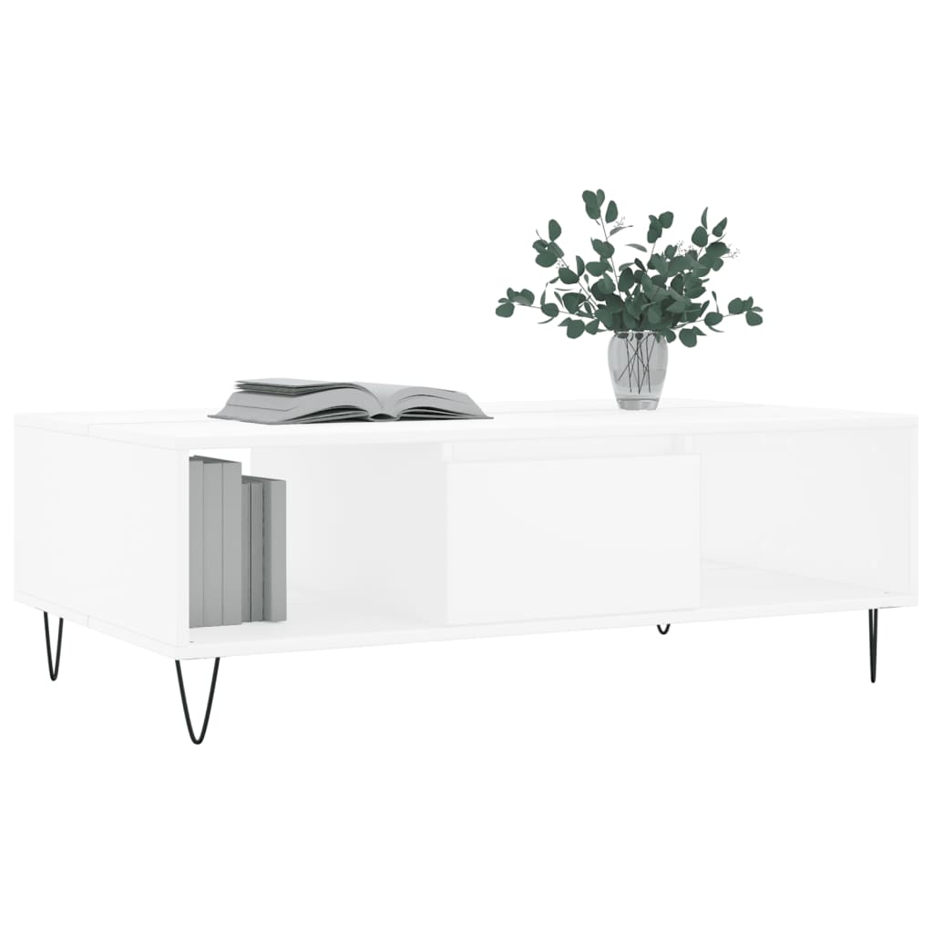 Table basse blanche 104x60x35 cm en bois