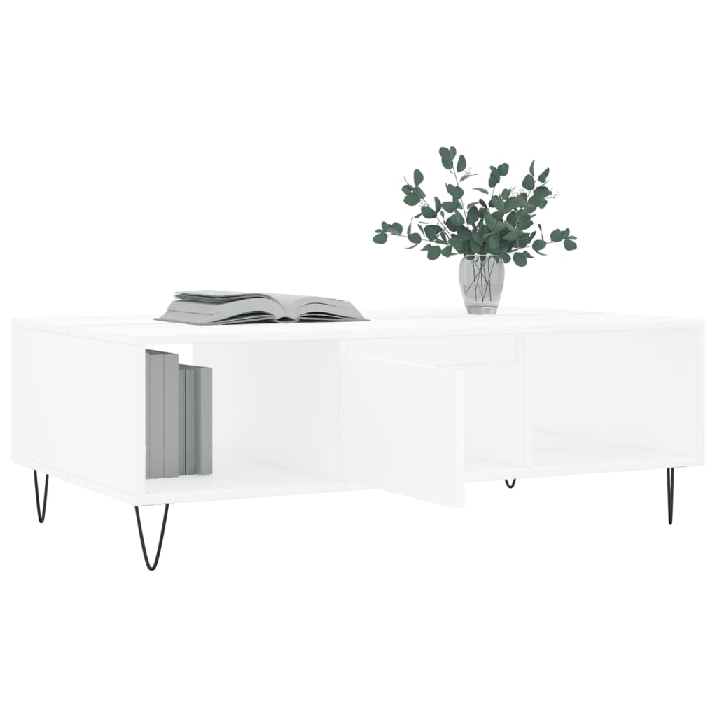Table basse blanche 104x60x35 cm en bois