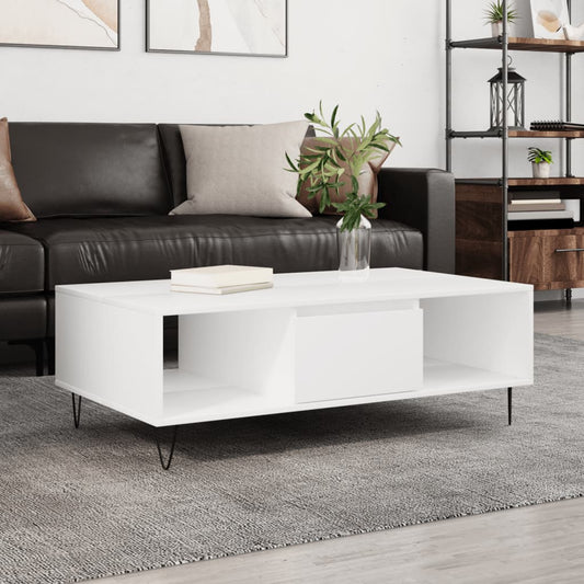 Table basse blanche 104x60x35 cm en bois