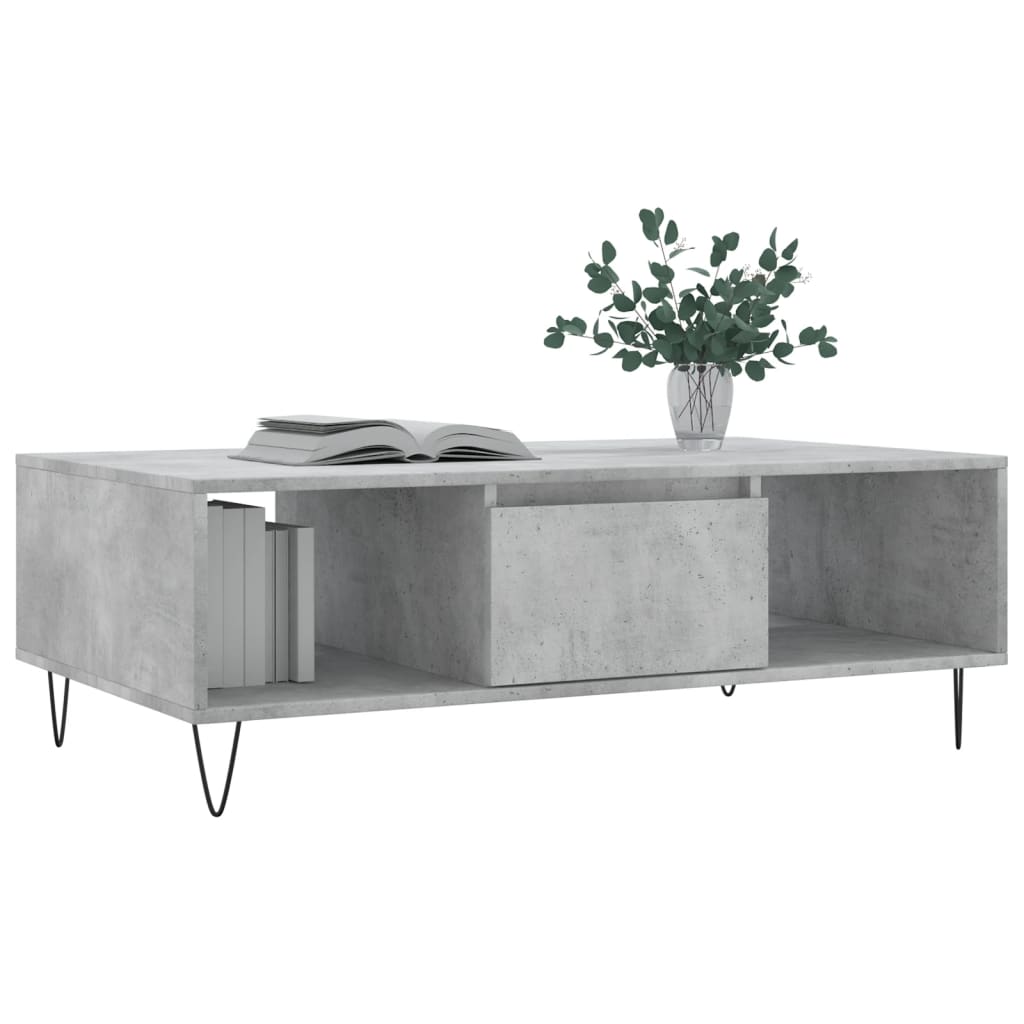 Table basse gris béton 104x60x35 cm en bois