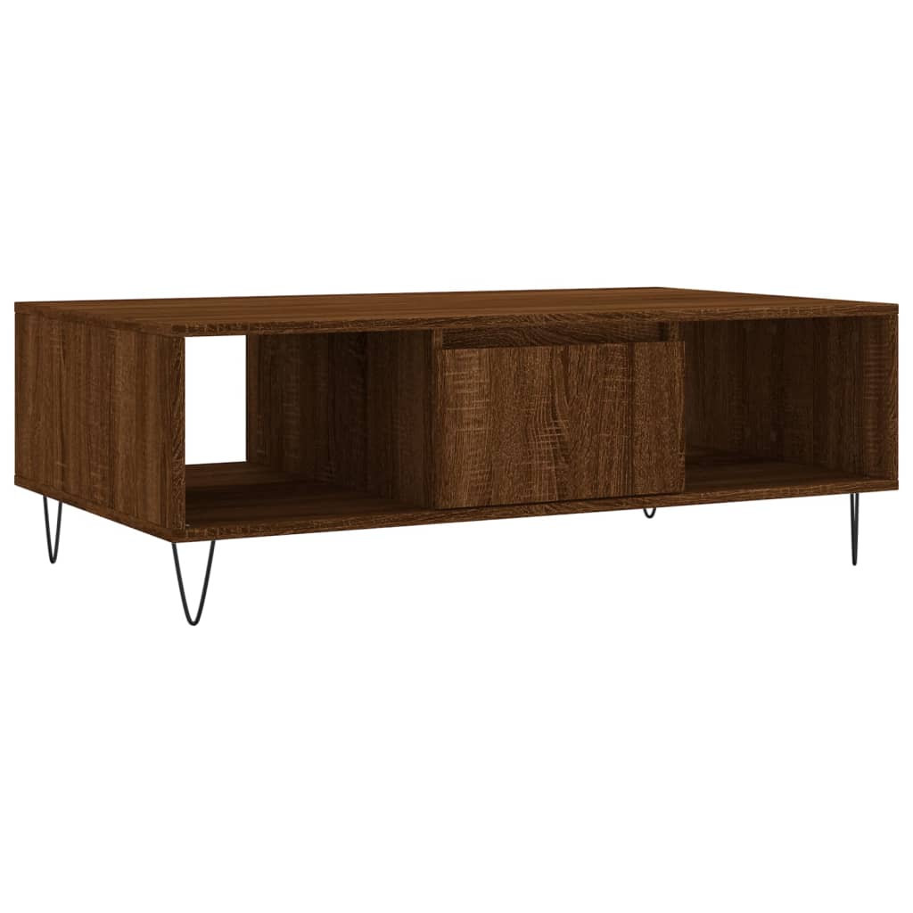 Table basse aspect chêne marron 104x60x35 cm en bois