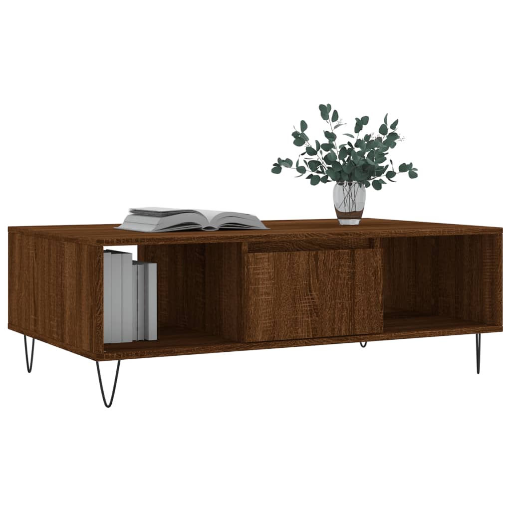 Table basse aspect chêne marron 104x60x35 cm en bois