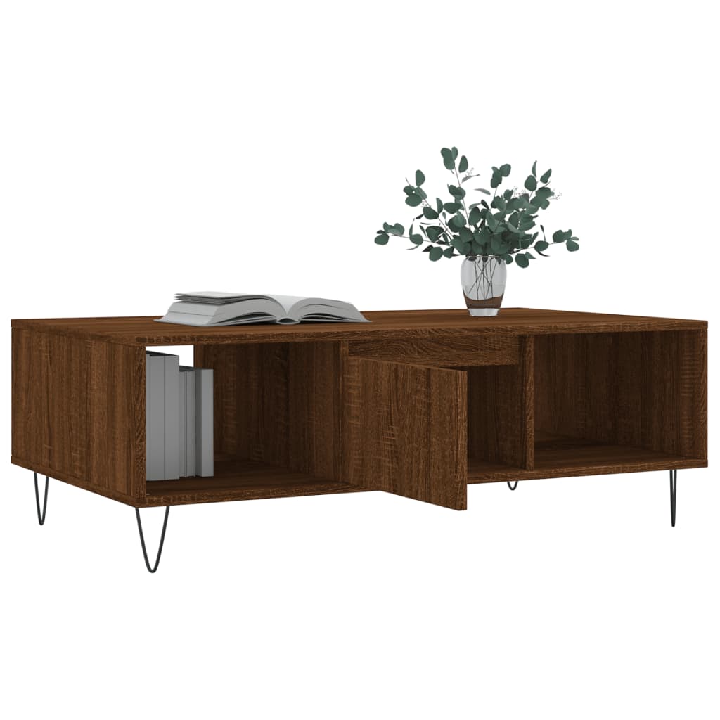 Table basse aspect chêne marron 104x60x35 cm en bois