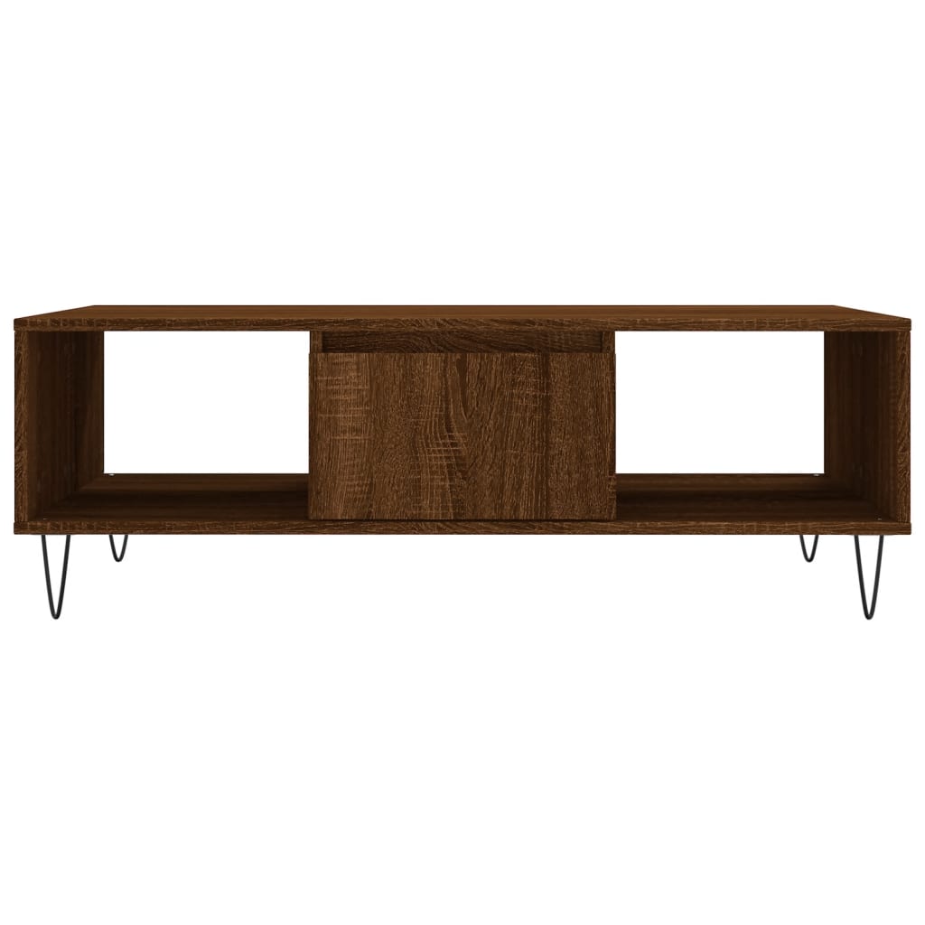 Table basse aspect chêne marron 104x60x35 cm en bois