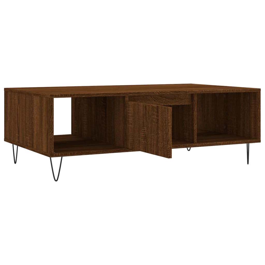 Table basse aspect chêne marron 104x60x35 cm en bois
