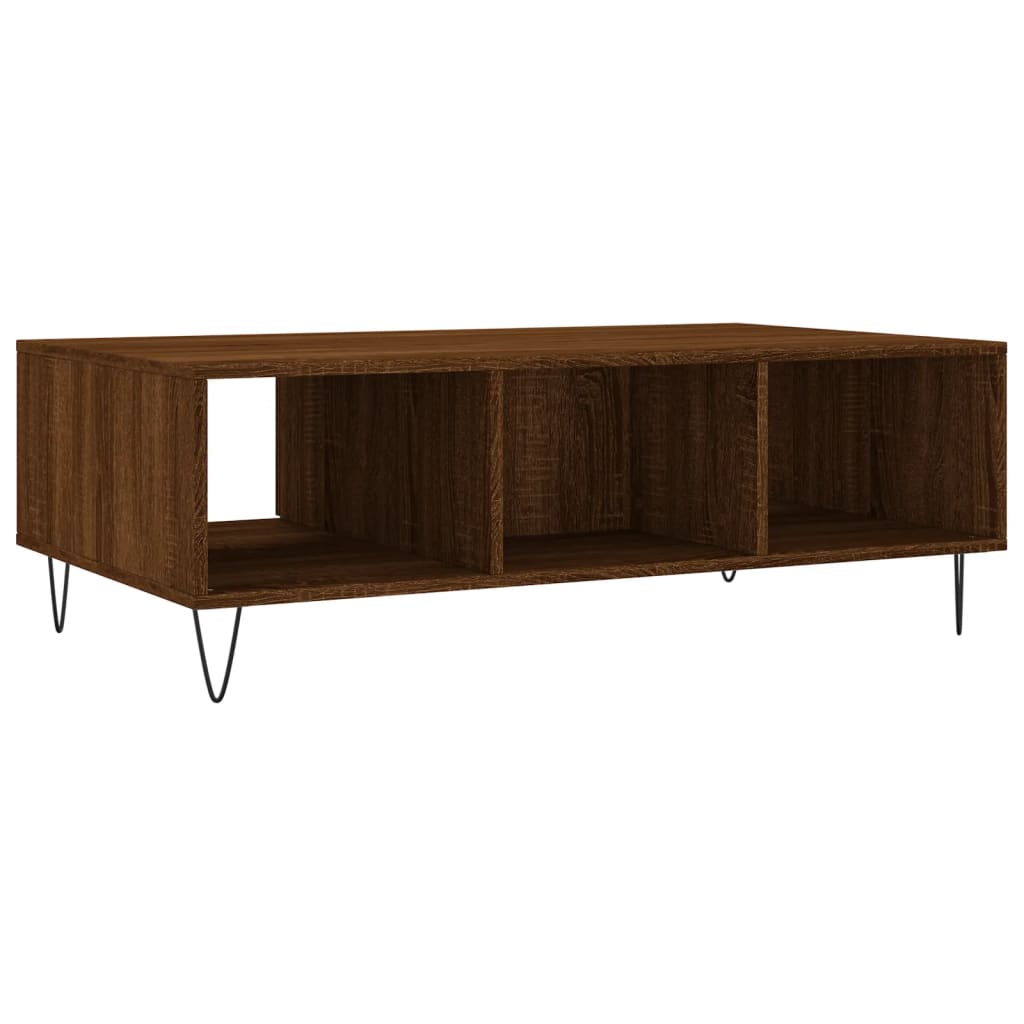 Table basse aspect chêne marron 104x60x35 cm en bois