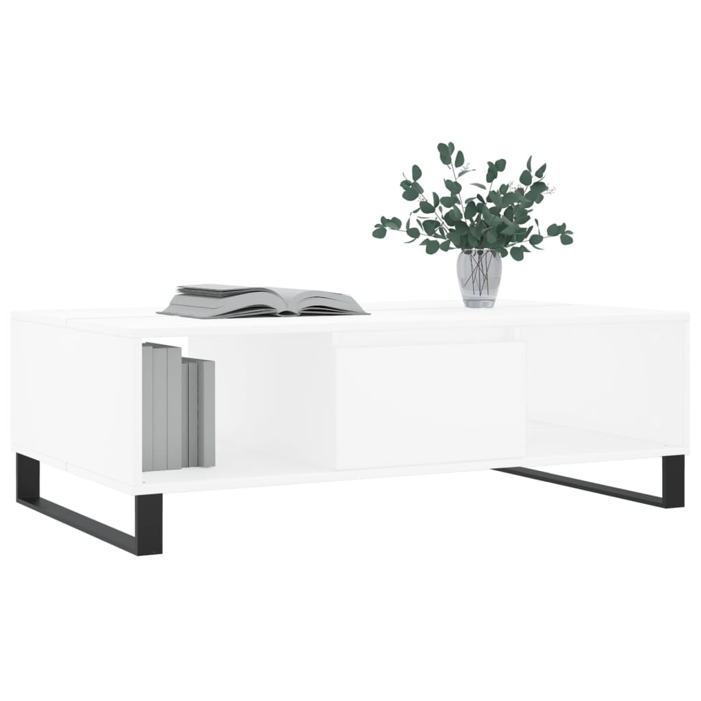 Table basse blanche 104x60x35 cm en bois