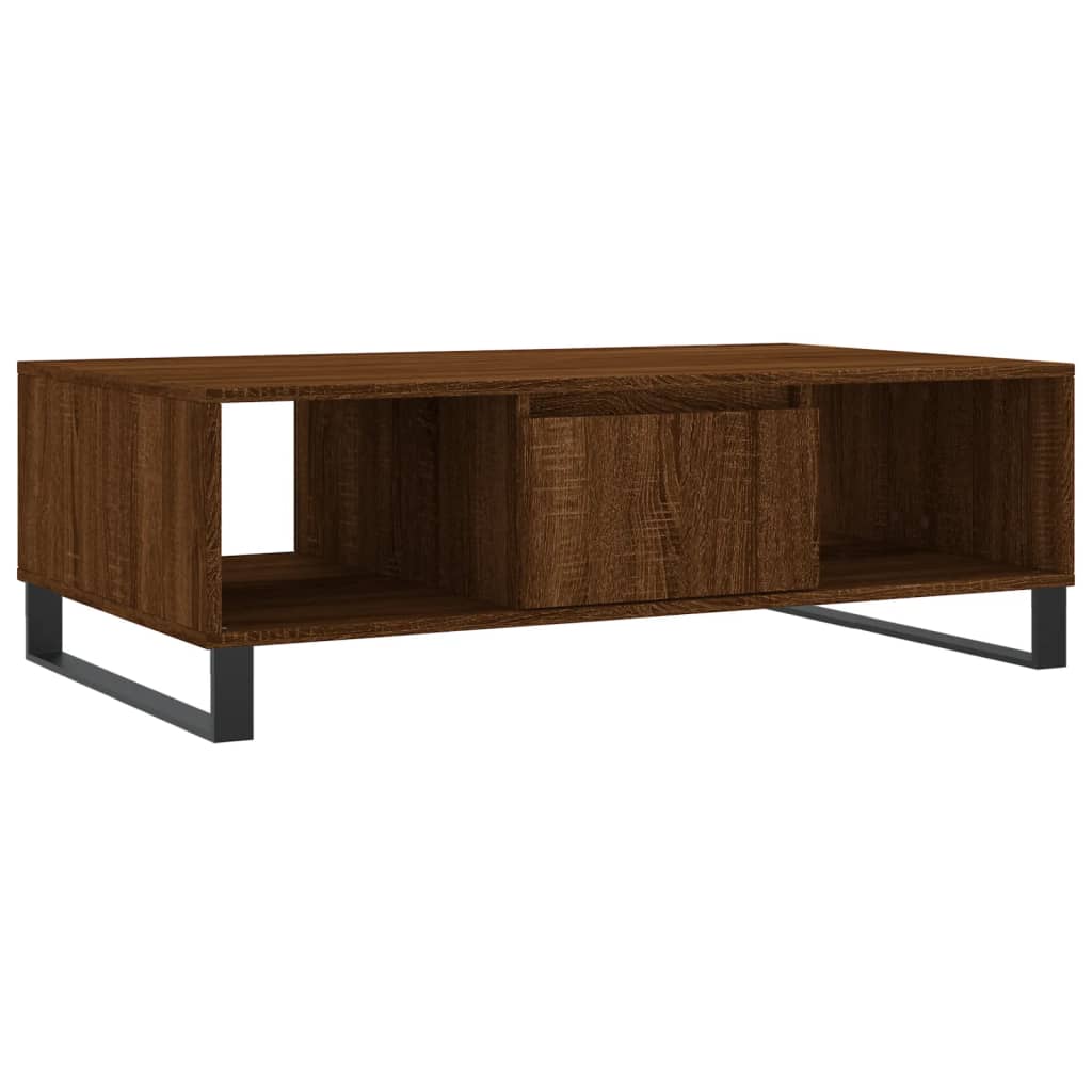Table basse aspect chêne marron 104x60x35 cm en bois