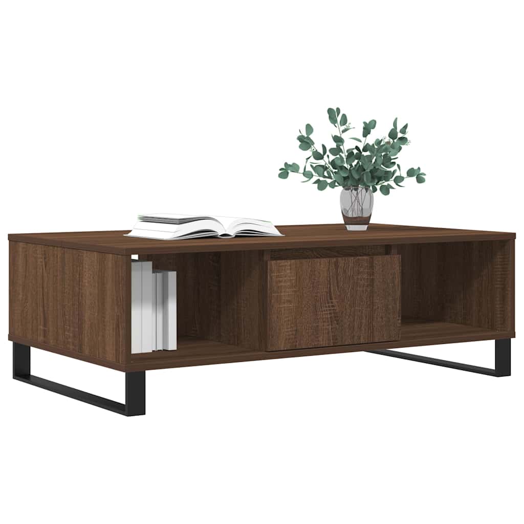 Table basse aspect chêne marron 104x60x35 cm en bois