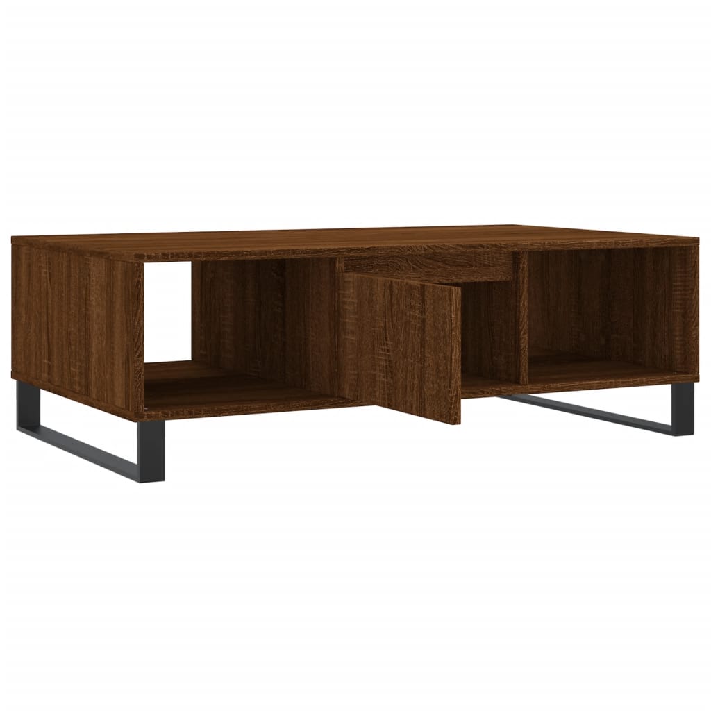 Table basse aspect chêne marron 104x60x35 cm en bois